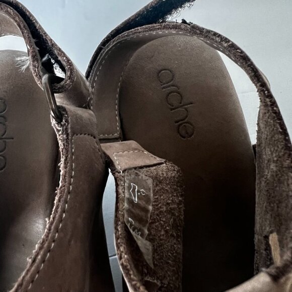 ARCHE EXOR women sandals taupe Nubuck Cage Heel Slingback - Picture 3 of 8